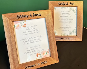 Personalized 8" x 10" Custom Wood Picture Frame with Engraving* Wedding Gift* Anniversary* Birthday* Engagement* Solid Wood Frame* Custom*