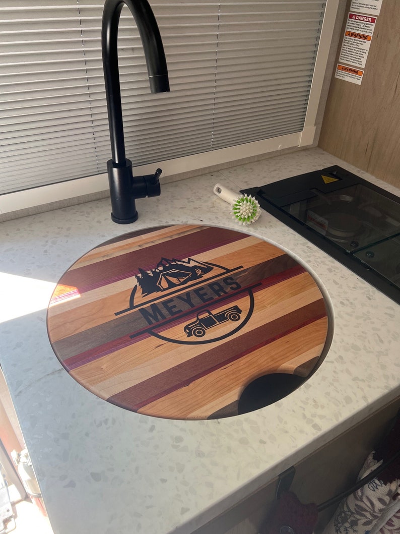 RV Custom Cutting Board Sink Cover Round Cutting Board Custom Made for