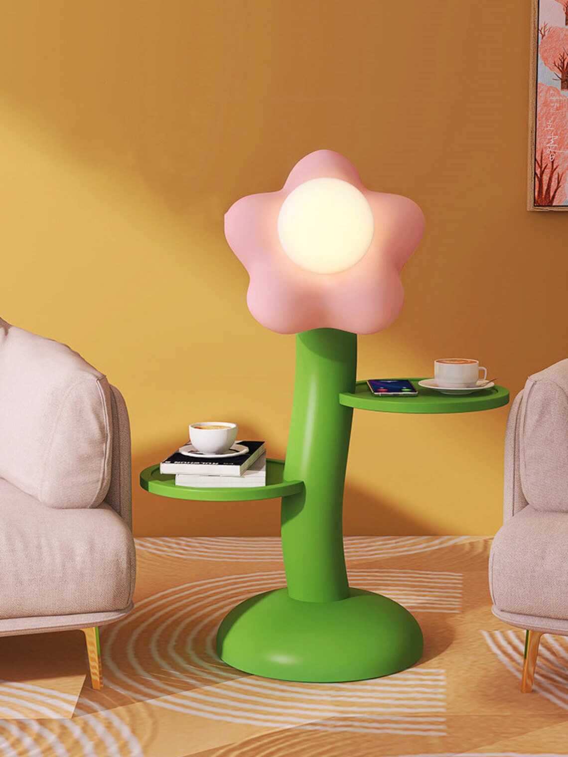 Flower Side Table Side Table With LED Lights Side Table Etsy