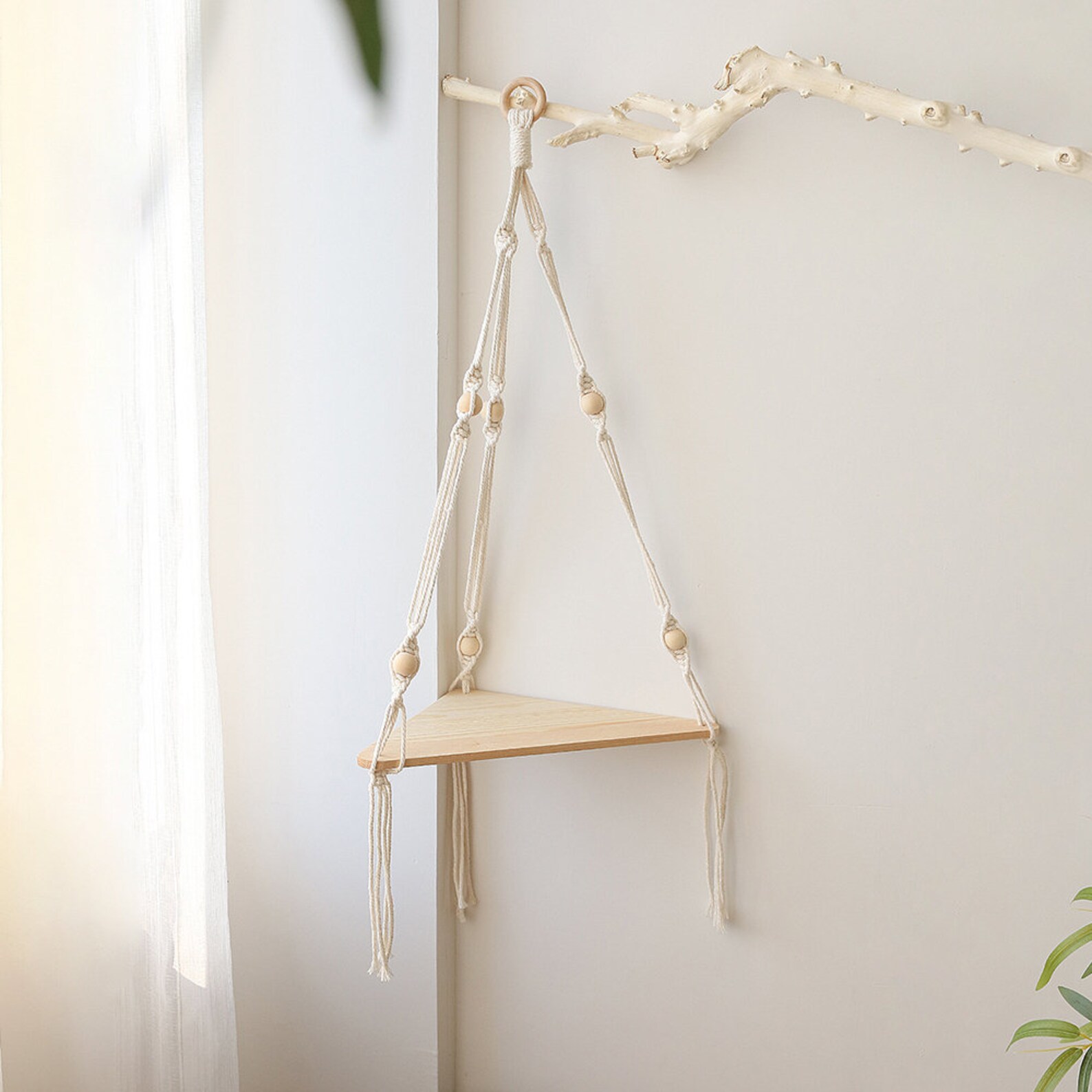 Boho Hanging Shelf Hanging Shelves Hanging Planter Etsy