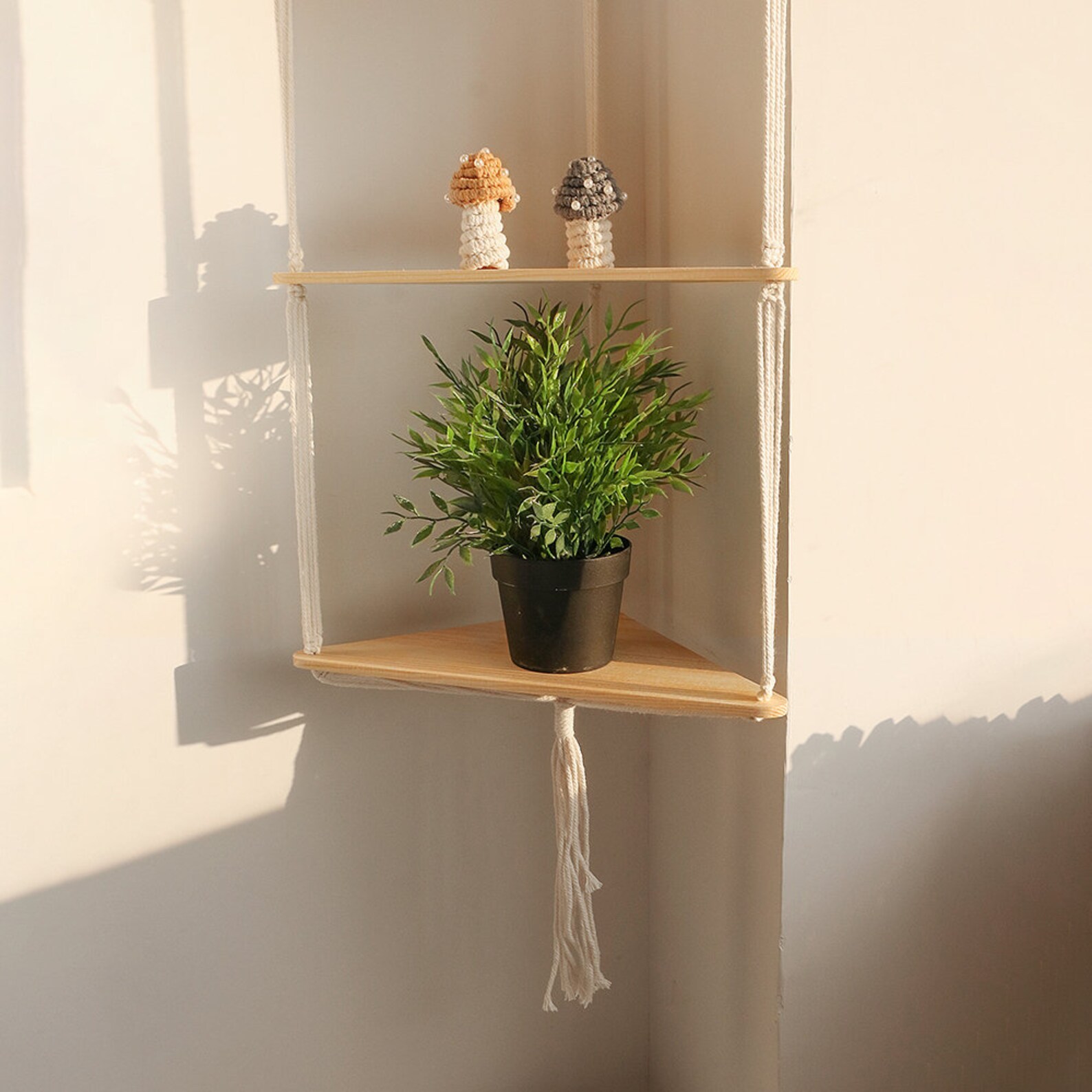 Boho Hanging Shelf Hanging Shelves Hanging Planter Etsy