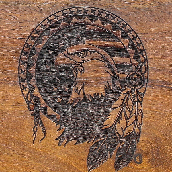 Eagle Hand-carved wooden Box, Hunting Knife, Custom Box, Memory Box, Keepsake Box, Native American, Knife Storage Box, Indian Geronimo Box