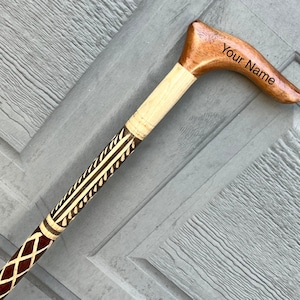 Walking Stick Wooden CANE, Handmade walking stick, Hand Carved Walking Cane for man/woman,  grandfather gift, Father’s Day, Christmas Gift