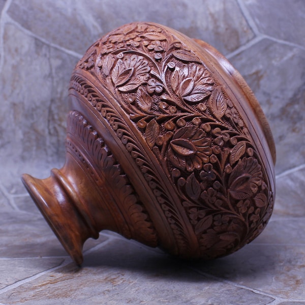 Carved Wood Vase Etsy