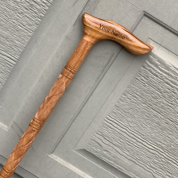 Walking Stick Wooden CANE, Handmade Carving Wooden walking stick, Hand Carved Walking Cane for man/woman,  lightweight walking stick cane