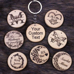 Engraved Wooden Personalised Keychain - Custom Keychain, Engraved Wood Key Chain, Custom Keychain Gift, Birthday Anniversary Gift