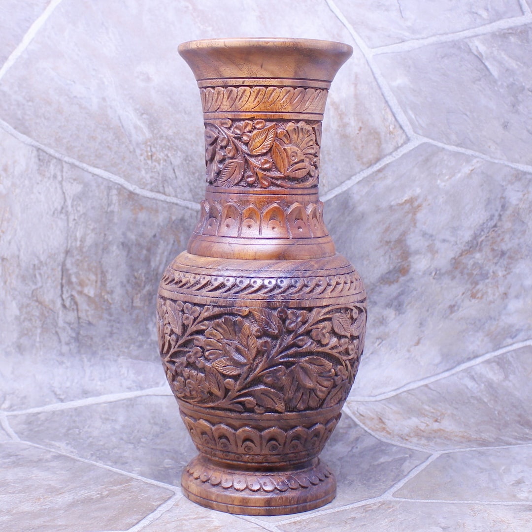 Handmade Rosewood Vase Carved Wood Vase Wooden Vase Wedding Etsy