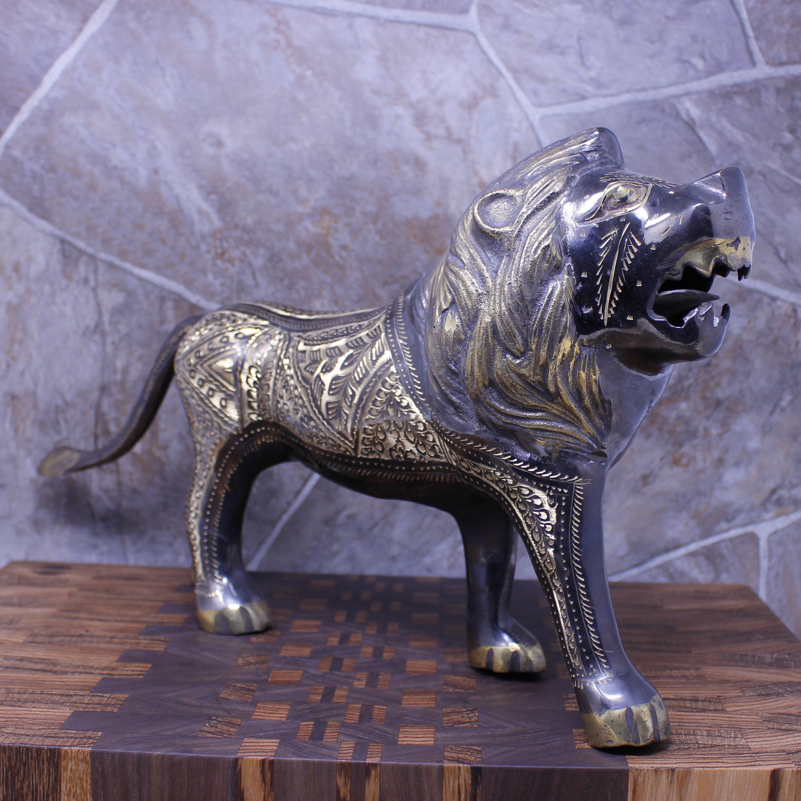 Brass Lion Brass Figurine Antique Brass Lion Brass Lion Etsy