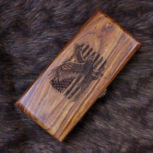 Hand-Carved Rosewood Box: Eagle USA Design, Personalized Keepsake
