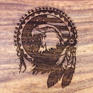 Hand-Carved Rosewood Box: Eagle USA, Hunting Knife Storage, Personalized Keepsake