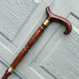 Hand Carved Rosewood Walking Cane: Lightweight Wooden Stick