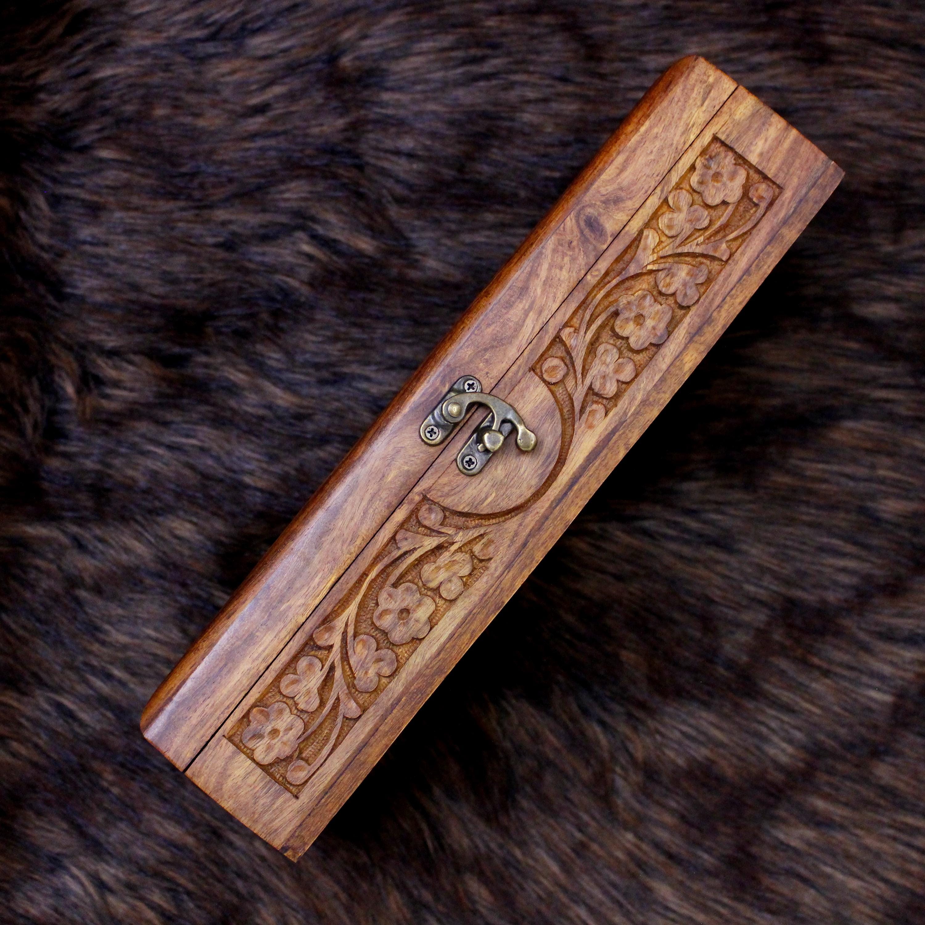 Hand-carved Rosewood Keepsake Box: Hunting Knife Storage