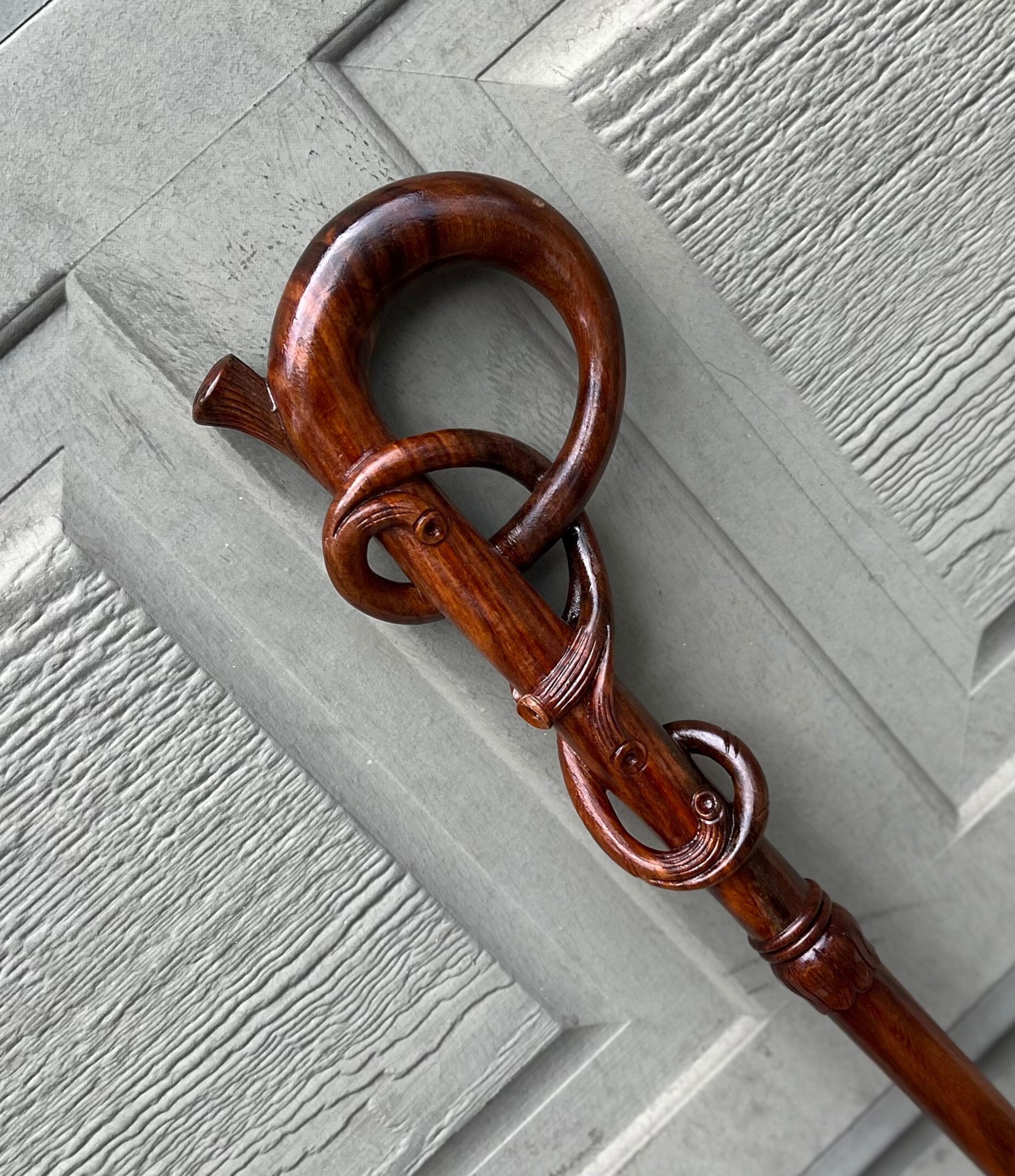 Hand Carved Rosewood Walking Cane: Lightweight Handmade Wooden Stick