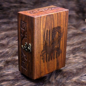 Hand-Carved Rosewood Box: Eagle USA, Personalized Keepsake