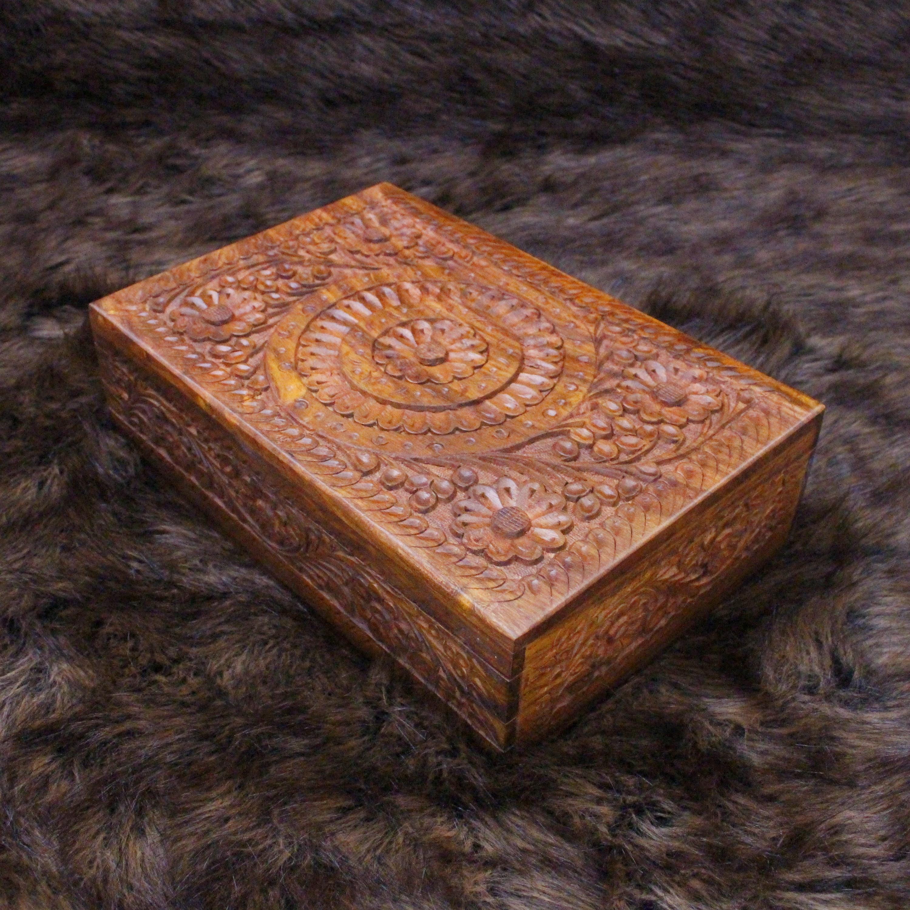 Secret Lock Box, Hand-carved Wooden Box, Memory Box, Keepsake Box ...