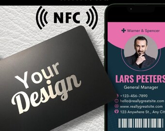 Business-NFC-Namenskarte, NFC-Chips Metall, Professionelle Karte Tap, um Kontakt zu teilen, Digitale Visitenkarte für iPhone Android Vertikales Design