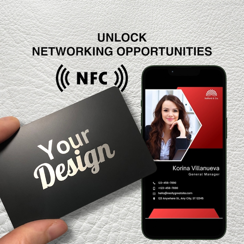 Carte de visite professionnelle NFC, puces NFC en métal, carte professionnelle à appuyer pour partager le contact, carte de visite numérique pour iPhone Android, conception verticale image 1