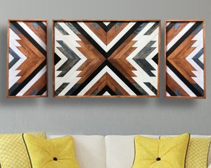 3 Piece Wall Art Wood Panel Decor Set of 3 Reclaimed Farmhouse Decor