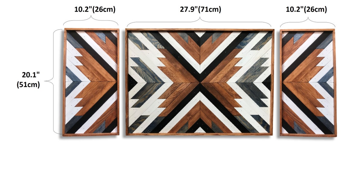 3 Piece Wall Art Wood Panel Decor Set of 3 Reclaimed Farmhouse Etsy