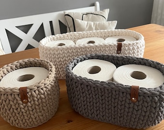 Häkelkorb für Toilettenpapier | Utensilo | Aufbewahrungskorb Klopapier | Korb | Körbe | Ordnung | Toilette | Bad |
