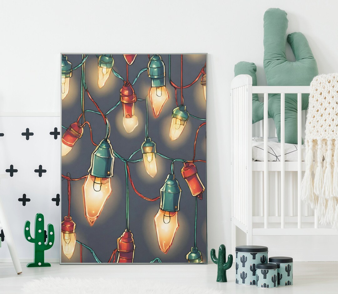 Christmas Lights Art String Lights Art Christmas Svg Etsy
