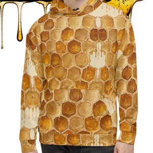 Hoodie honingraatpatroon, sweater bijenliefhebber, hoodie honing abstract, imker geïnspireerd cadeau, hoodie honing, sweater honingraat