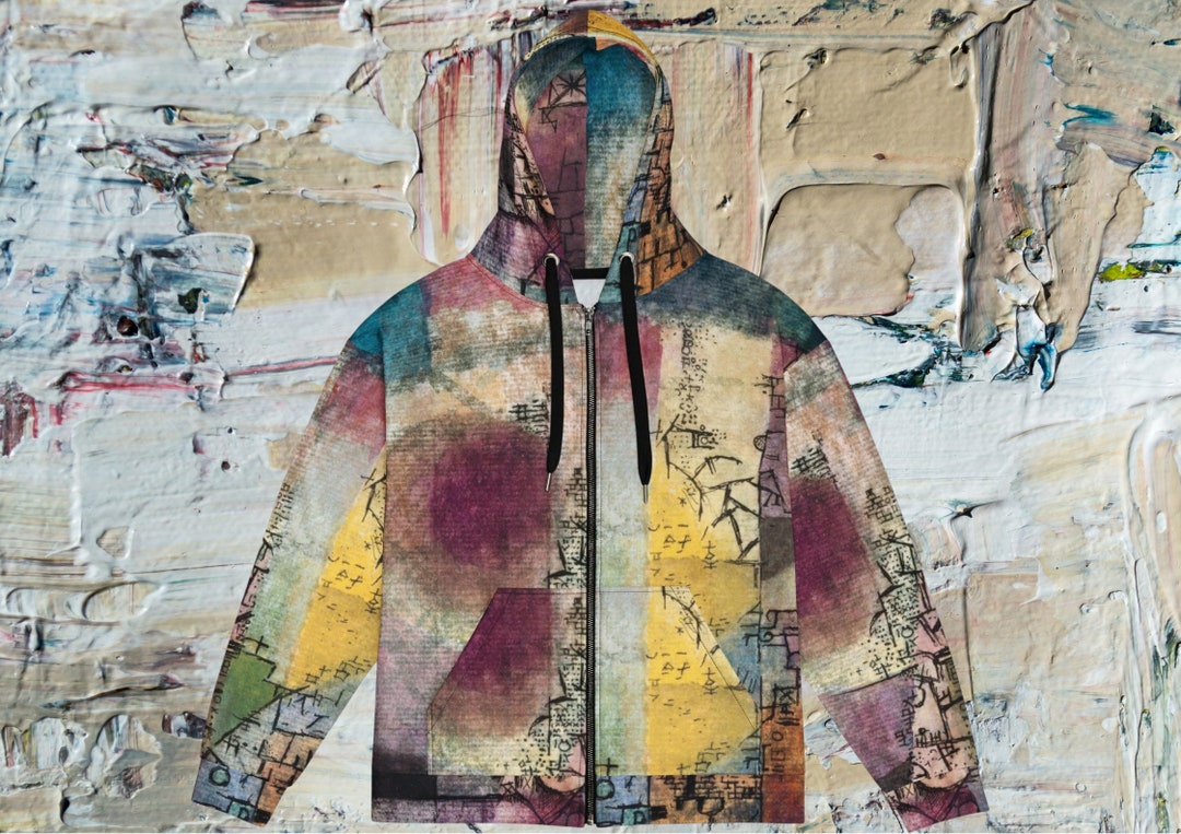 Abstract Colorful Zip up Hoodie, Artistic Allover Print Pullover ...