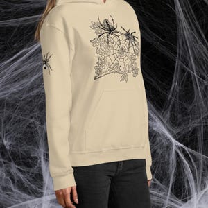 Spider Hoodie, Bohemian Style Sweater, Boho Spider Web Hoodie, Arachnid Lover Gift, Spider Web Print Hoodie, Spider Lover Gift. Spider Top