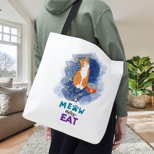 Cat Tote Bag, Cute and Funny Animal Print Reusable Shopping Bag, Gift for Cat Lovers, Pet Lover Shoulder Bag, Cat Mom Shopping Bag