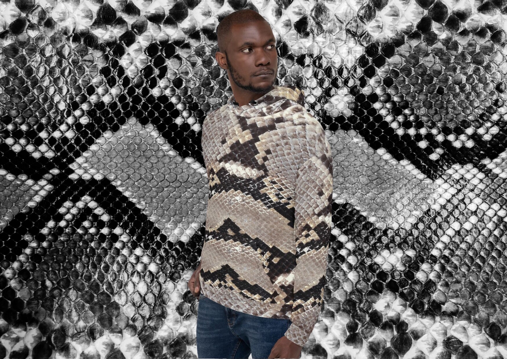 jerzees glittery snake lame print sweat トップス - トップス