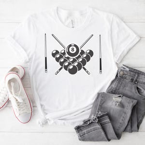 Billiard T Shirt, Perfect Gift for Pool Lovers, Cool Billiards Unisex Heavy Cotton Tee, Casual Wear for Game Nights, Sports Event Gifts