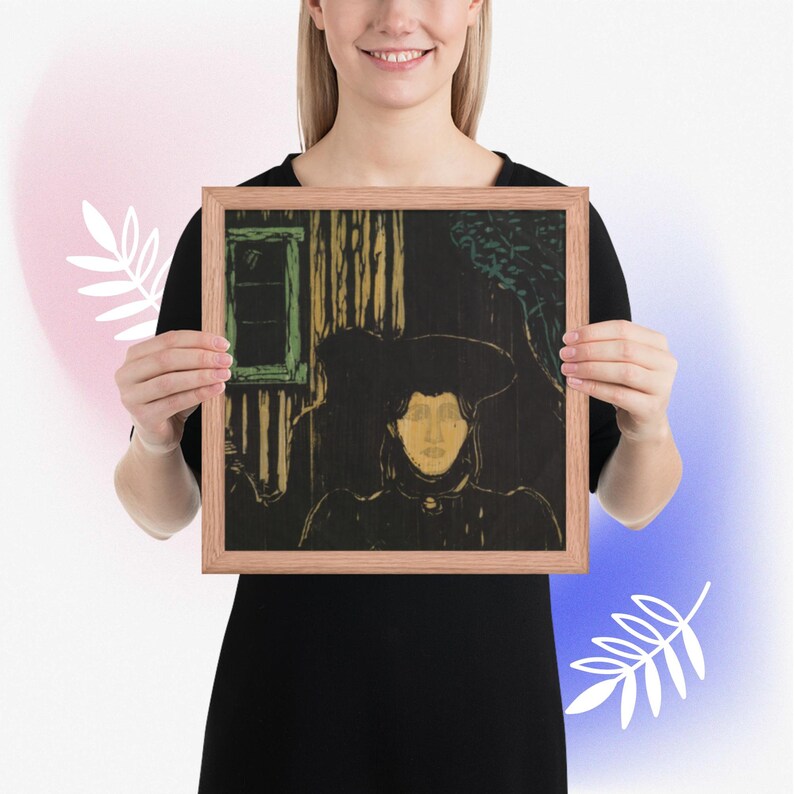 Edvard Munch's Moonlight, Famous Art Prints. Gothic Impressionist Art, Famous Artist Framed