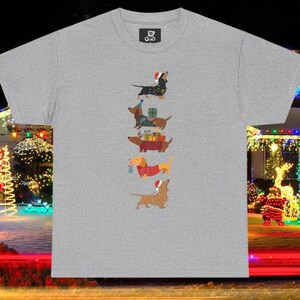 Dachshund Christmas Cotton Tee, Dog Lover Holiday Shirt, Festive Weiner Dog Apparel, Cute Christmas Dachshund Graphic, Dachshund Xmas Shirt