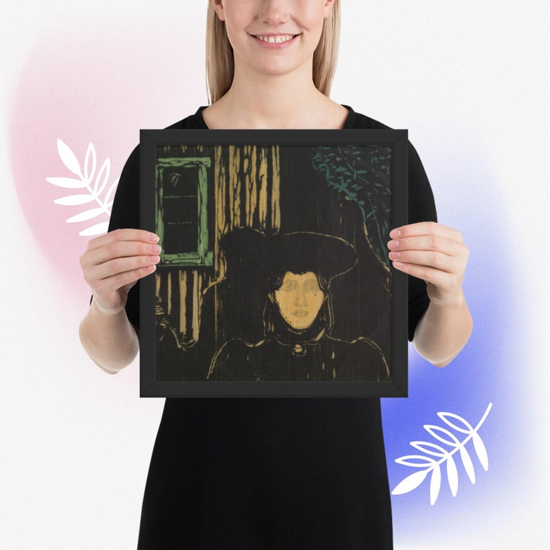 Edvard Munch's Moonlight, Famous Art Prints. Gothic Impressionist Art, Famous Artist Framed