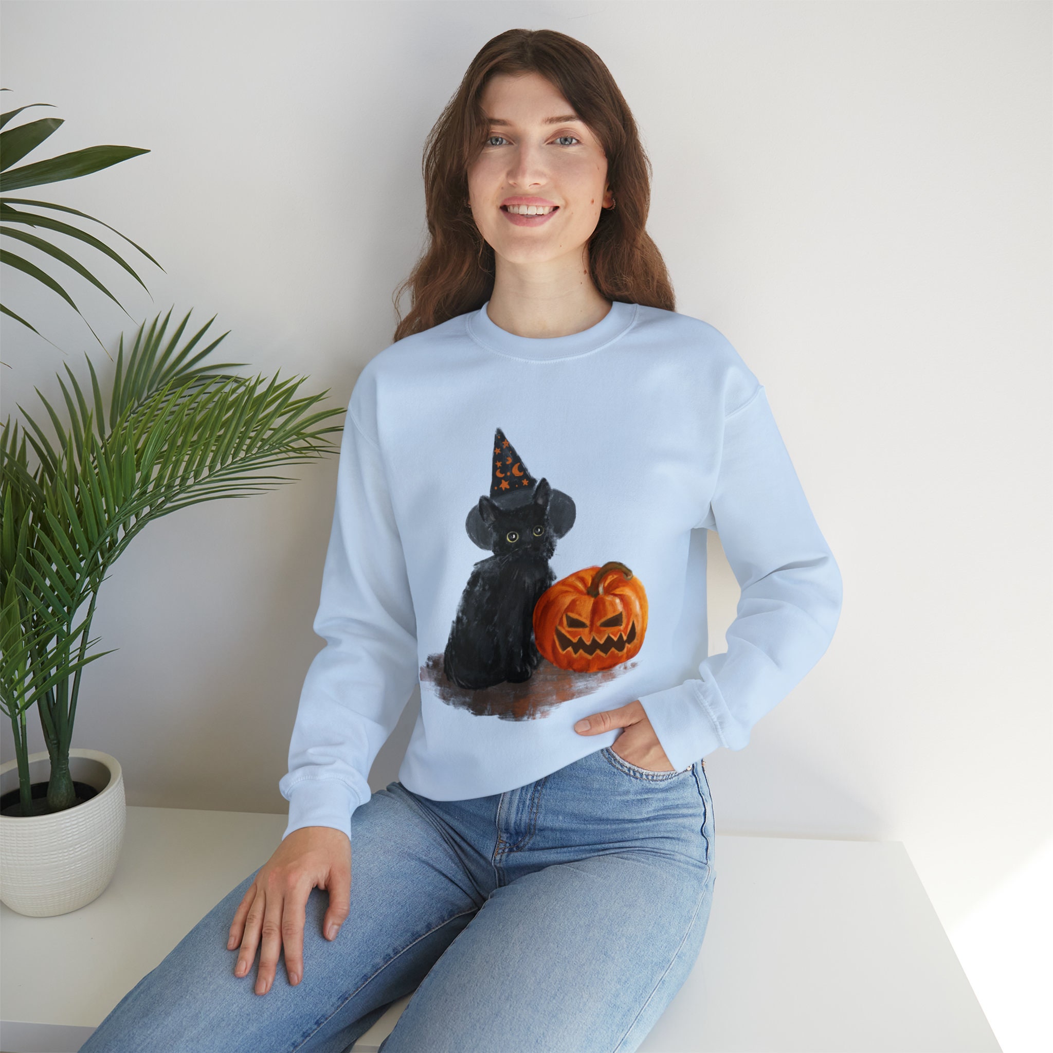 Spooky Cat Black Cat Halloween Sweater Jackolantern Etsy Australia