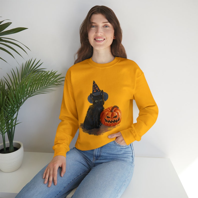 Spooky Cat Black Cat Halloween Sweater Jackolantern Etsy Australia