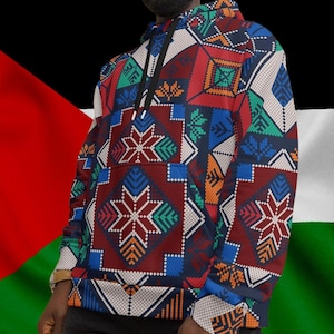 Palestine Hoodie, Arabic Apparel, Palestine Inspired Abstract Hoodie, Abstract Jumper, Arabic Pullover, Palestine Top, Abstract Print Jumper
