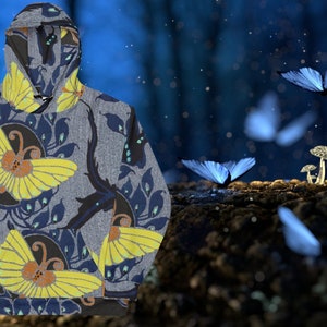 oriental butterfly hoodie, butterfly print clothing, aesthetic hoodie, butterfly apparel, butterfly sweatshirt, vintage butterfly top