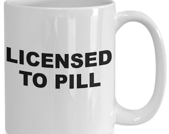 Taza divertida de farmacéutico, con licencia para recetar pastillas, regalo de graduación