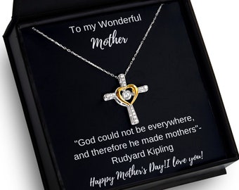 Collar con cruz danzante de plata de ley y circonitas cúbicas, regalo para el Día de la Madre