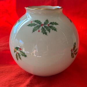 Neue Lenox Fine China Holly Runde bauchige Vase / Glas