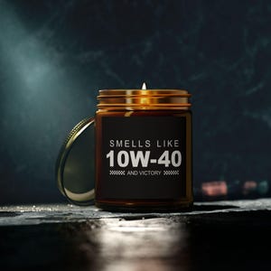 Mechanic Candle - &quot;Smells Like 10W-40 and Victory&quot; - Motorcycle Lover Gift, Car Lover Gift, Funny Garage Decor, Man Cave Decor,Unique Candle