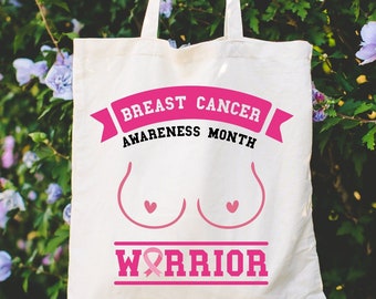 Breast Cancer Awareness Pink Ribbon Tote Bag, Breast Cancer Support Tote, Breast Cancer Awareness Gift Bag, Cancer Survivor Gifts Tote Bags