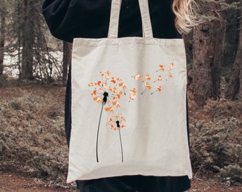 Dandelion Corgi Flower Tote Bag, Cute Dog Lovers Gift Bags, Gift For Fur Mama, Funny Dog Mom Shoulder Bag, Pet Owner Women Gifts,Cute Animal