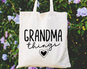 Grandma Things Tote Bag, Mother's Day Gift Tote Bags, Custom Grandma Bags, Gifts Shoulder Bag For New Best Grandma Grammy Nana Mothers Day