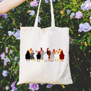 Chicken Print Tote Bag, Funny Chick Gift Shoulder Bags, Love Chickens Totes, Animal Lover Gifts, Chicken Design Canvas Tote Bag, Farmer Bags