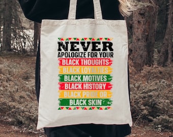 Black Girl Magic Tote Bag, Afro Queen Gift, Melanin African American Woman Shoulder Canvas