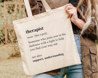 Therapist Description Tote Bag, Gift For Therapists, Definition Tote For Women, Support And Understanding Shoulder Bag, Therapy Giver Bags