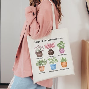 Things I Do In My Spare Time Tote Bag, Plant Mom Women Gift Bags, Flower Girl Shoulder Bag, Houseplant Lady Totes Bag, Floral Birthday Gifts