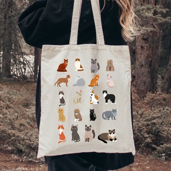 Cats Cotton Tote Bag, Fair Trade, Cats Shopping Bags, Shoulder Bag, Cat Mom Gifts, Gift For Her, Tote Bag For Women, Animal Lover Bags